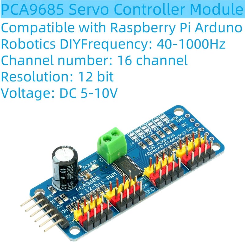 MTDELE 2Pcs PCA9685 16 Channel 12-bit PWM Servo Motor Controller IIC Interface Module Compatible with for Raspberry Pi Arduno Robotics DIY - Image 3